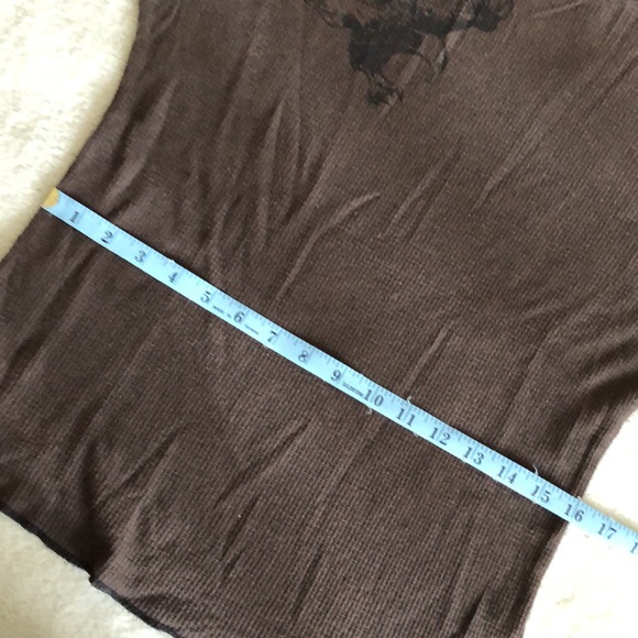 Chocolate brown long sleeve waffle knit - Picture 6 of 11